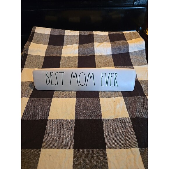 Rae Dunn Best Mom Ever White Ceramic Sign Plaque Artisan Collection - Picture 1 of 4